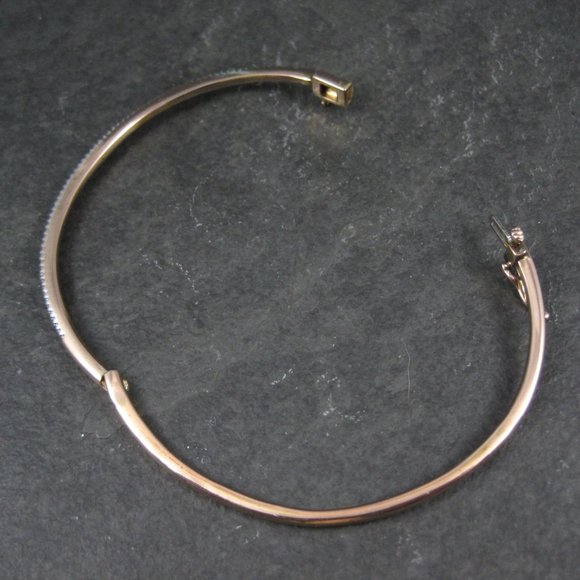 14K ROSE Gold Vermeil Sterling Diamond Bangle Bracelet 7 Inches Macys - Picture 9 of 16